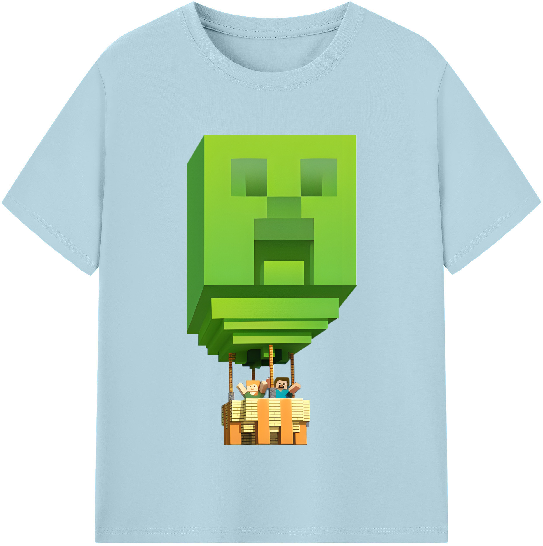 （画像用） マインクラフト ブロックの世界 Minecraft MC Block world 綿100％半袖Tシャツ（フロントプリント）